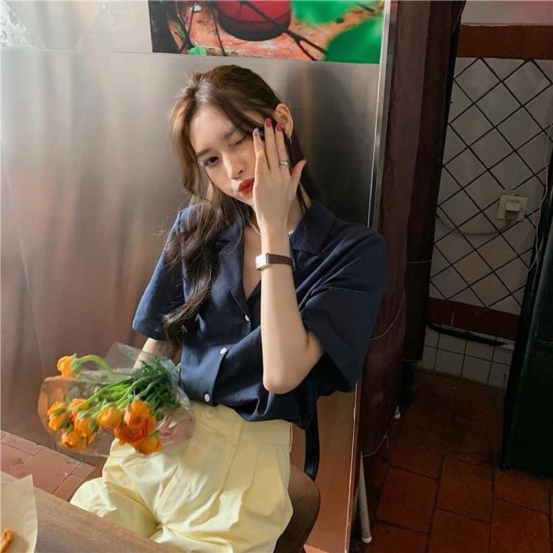 Áo sơ mi style kiểu Hàn Quốc ngắn tay (chất đũi, có 4 màu) A02