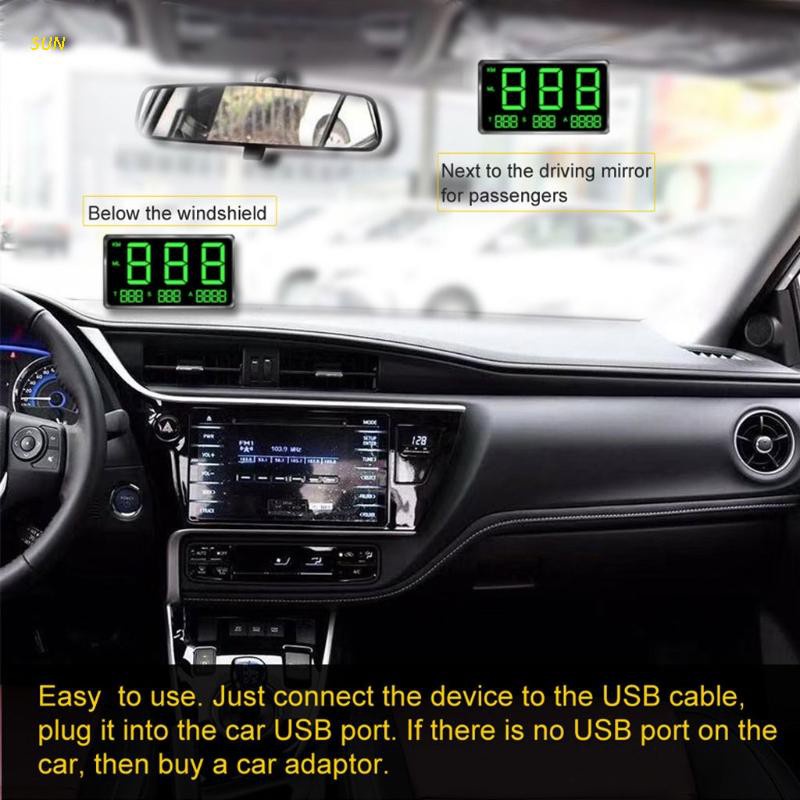 SUN C80 Digital Car HUD Head Up Display GPS Speedometer Speed Meter Overspeed Warnin