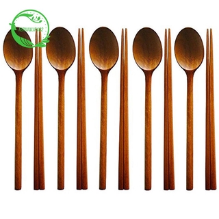 Set 5 Muỗng Đũa Gỗ Phong Cách Hàn Quốc