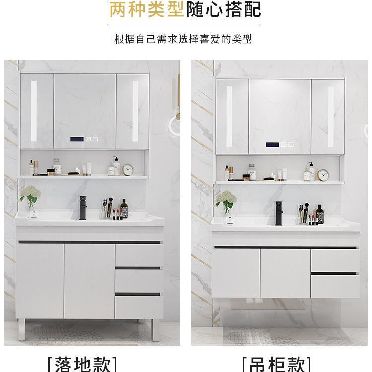 Phòng tắm bắc âu gỗ đặc tủ chậu rửa kết hợp trang điểm gương đơn giản1 | BigBuy360 - bigbuy360.vn