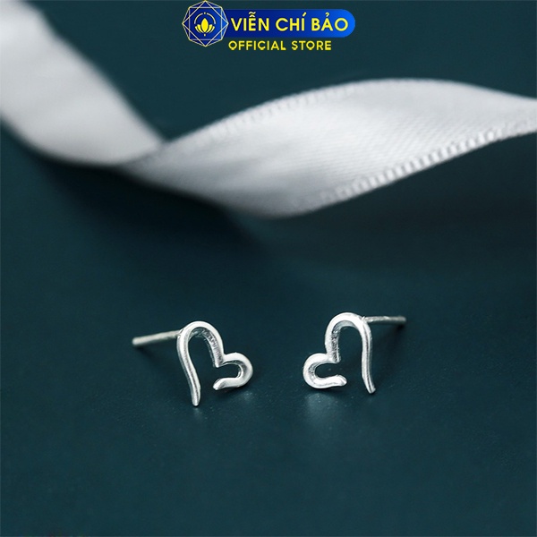 Bông tai bạc nữ Trái tim tình yêu chất liệu bạc 925 thời trang phụ kiện trang sức Viễn Chí Bảo E024