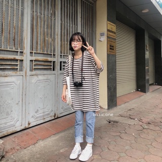 Quần baggy jeans xắn gấu