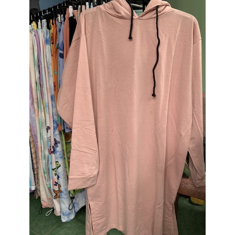 Áo Hoodie Dress Basic Xẻ Tà Ảnh Thật