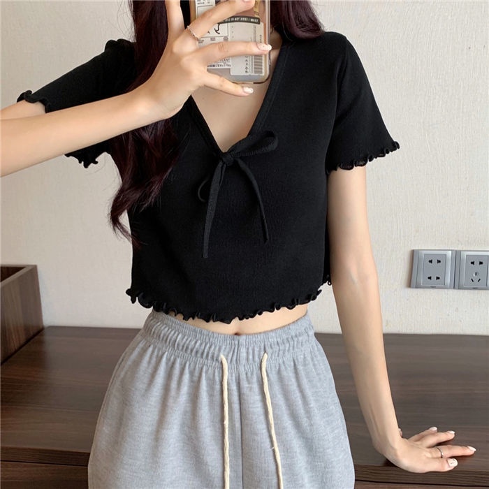 Áo Thun Dệt Kim Tay Ngắn Thời Trang Mùa Hè 2022 Phong Cách Phương Tây Dành Cho Nữ