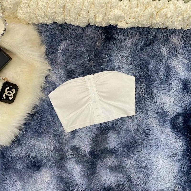 Áo ống nhún đính nút có mút ngực xịn sò, hàng siêu hot, chất pozip loại 1 co giãn tốt aloha.store1