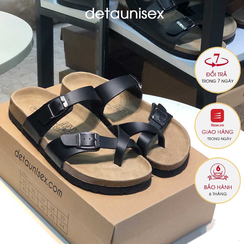 Dép birken Detaunisex dép đế trấu 2 quai ngang xỏ ngón nam nữ