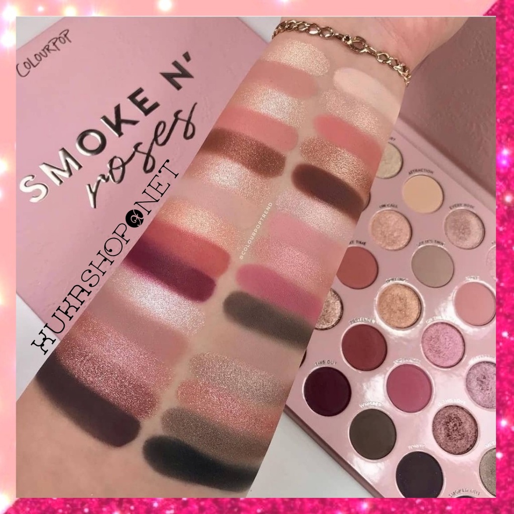 Bảng phấn mắt 30 ô màu Colourpop Smoke Rose trang điểm lâu trôi bền màu chống thấm nước