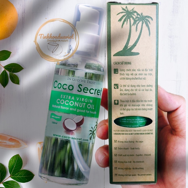 01 chai Dầu dừa coco secret 100ml dưỡng ẩm da, massage mẹ bầu và em bé, dưỡng tóc