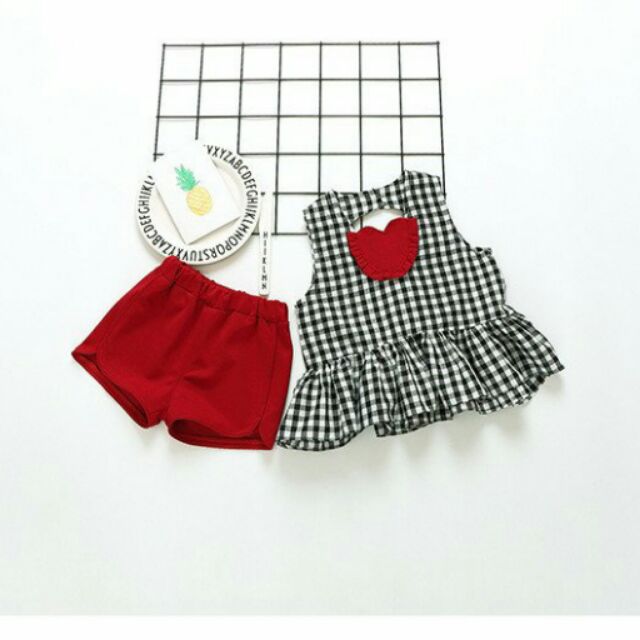 Set bộ bé gái trái tim
