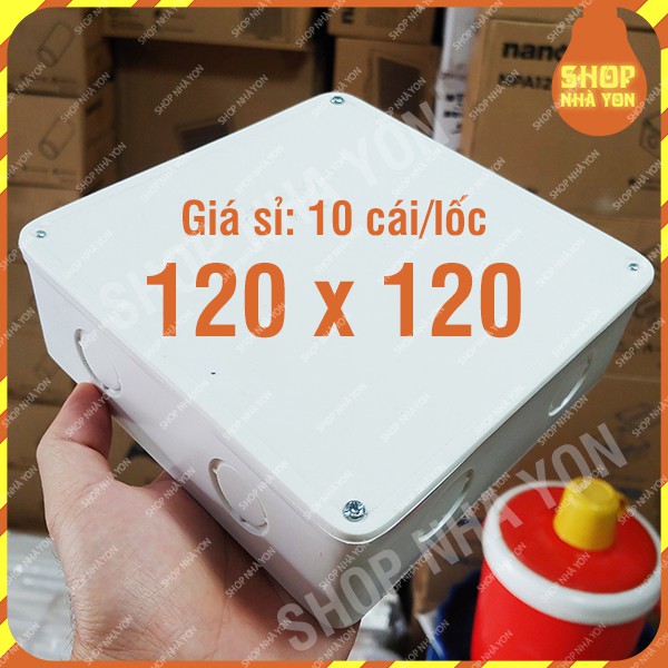 Giá sỉ 10 trạm vuông hộp nối điện 120x120 nhựa ABS chống cháy có nắp đi kèm