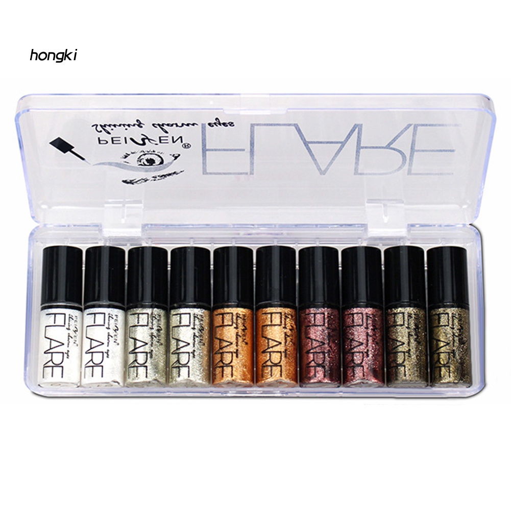 Set 10 bút kẻ mắt dạng lỏng màu ánh kim lấp lánh chống thấm nước lâu trôi
 | BigBuy360 - bigbuy360.vn