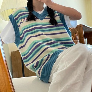 Gl11 - áo gile len ulzzang kẻ ngang