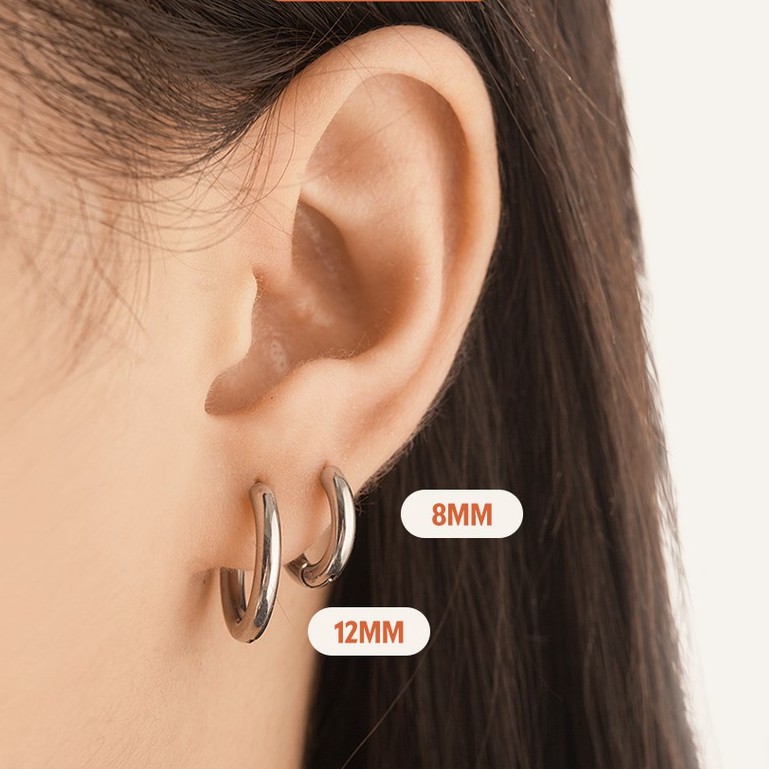 Khuyên Tai Tròn Sweetee Classic Hoop Earring, Bông Tai Titan Bật Khấc Không Gỉ Không Đen Không Dị Ứng - giá 1 chiếc