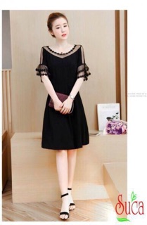 ĐẦM SUÔNG ĐEN PHỐI VOAN LƯỚI
