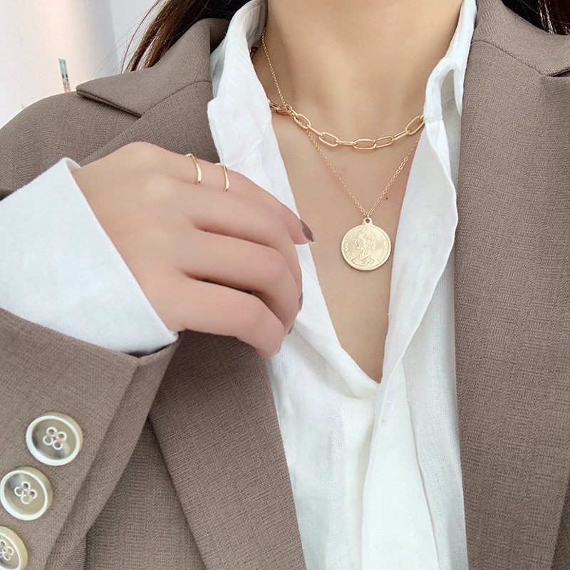 vòng cổ Hai Lớp Đính Đồng Xu C60