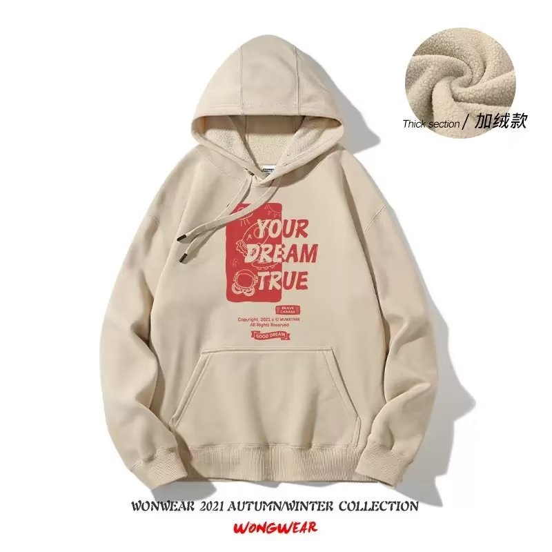 Áo Khoác Hoodie Cotton Dày Dáng Rộng In Chữ Thời Trang Cho Nam Cỡ M-5XL