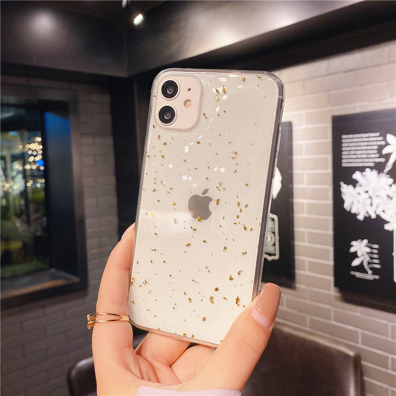 Gold foil phone case Suitable for Iphone 12 Pro Max / Iphone 11 Pro Max / Xr / xs / Xs Max / 7plus / 8plus / 6 Plus / Se 2020 shockproof  Vỏ iPhone