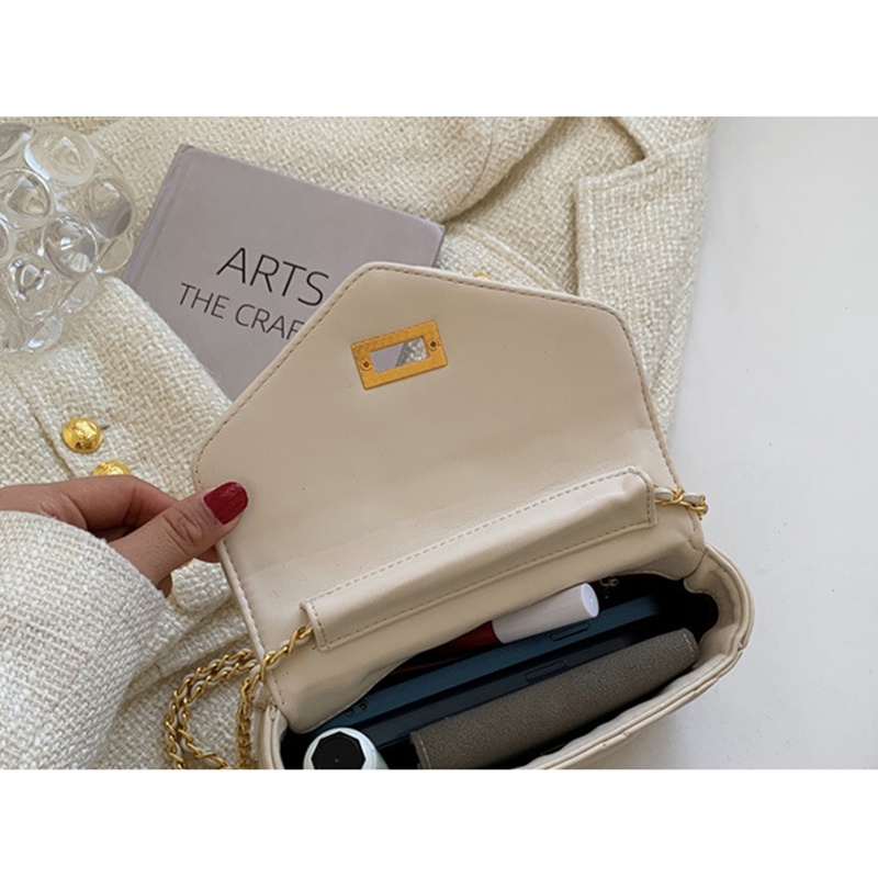 Túi Đeo Chéo Hình Vuông Cỡ Nhỏ Màu Đen Phối Dây Xích Thời Trang Cho Nữ