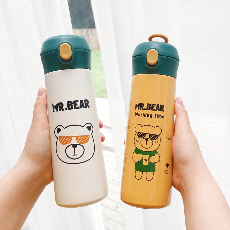 Bình giữ nhiệt gấu Bear dễ thương nhiều màu, giữ nóng và lạnh lên đến 8h,chất liệu inox SUS 304  an toàn thực phẩm