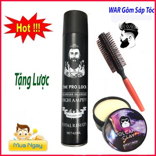 Keo xịt tóc nam giữ nếp siêu cứng giá rẻ the pro lock 420ml tặng lược kèm sáp vuốt tóc VCN