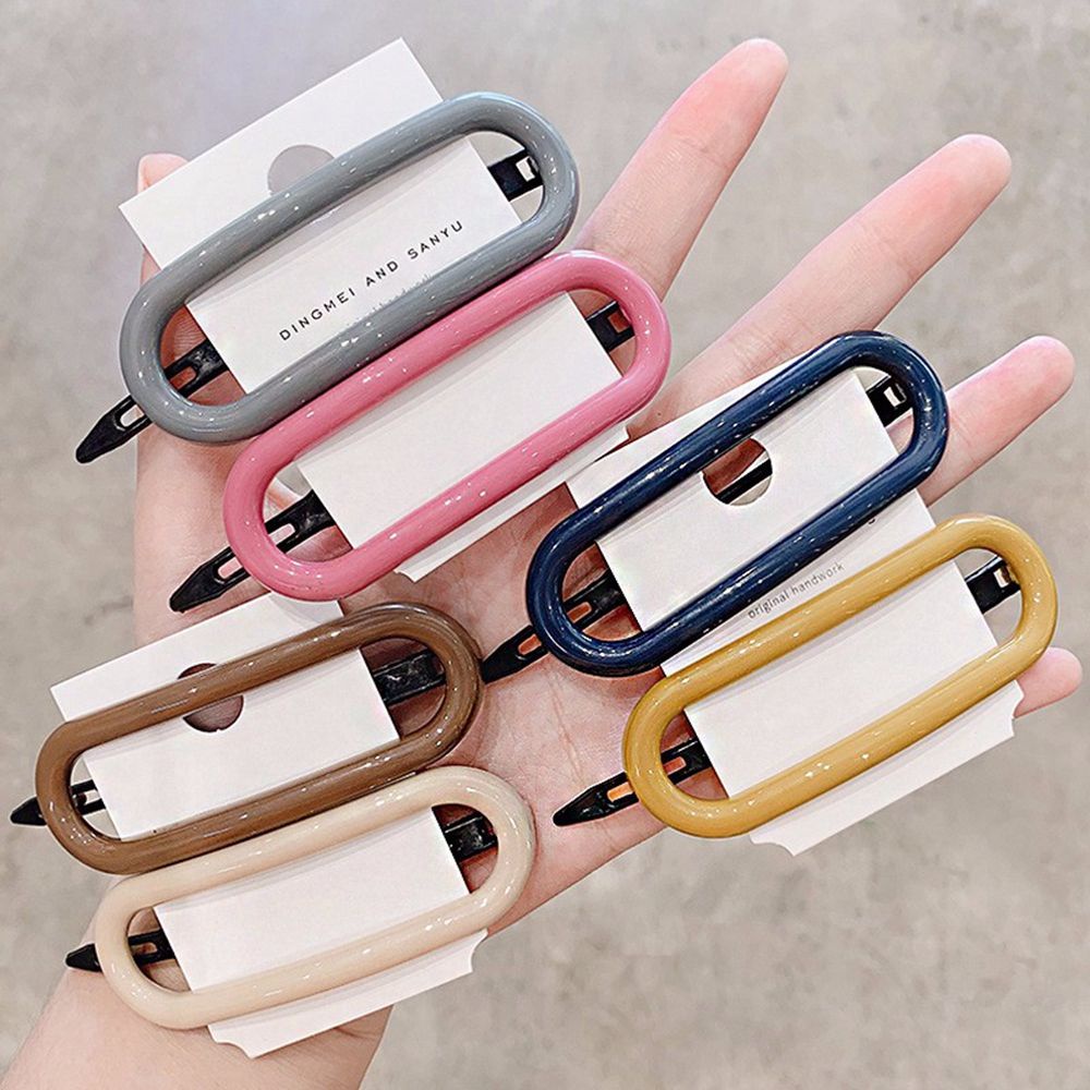 Kẹp Tóc Mỏ Vịt Hình Oval Bằng Nhựa Resin Màu Kẹo Ngọt Dễ Thương Cho Nữ