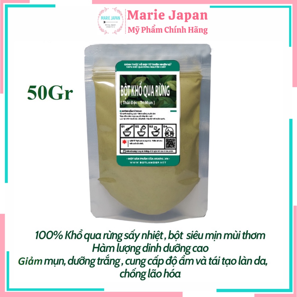 Bột khổ qua rừng nguyên chất Obaxua đắp mặt thải độc giảm mụn mát da gói 50g