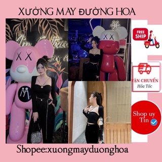 Sét 3 món áo kiểu dây xích chữ V mix quần siêu ngầu