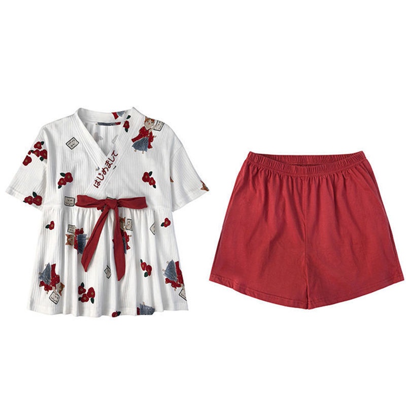 Bộ Đồ Ngủ kimono Tay Ngắn In Họa Tiết Hoạt Hình Phong Cách Nhật Bản Thời Trang Mùa Hè Cho Nữ