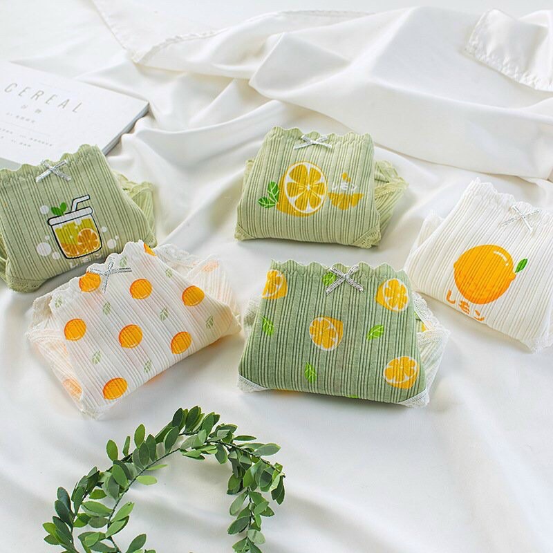 ♥️ Quần Lót Nữ ♥️{ Combo 5 Cái} Quần lót cotton kute hình trái cam Q0006