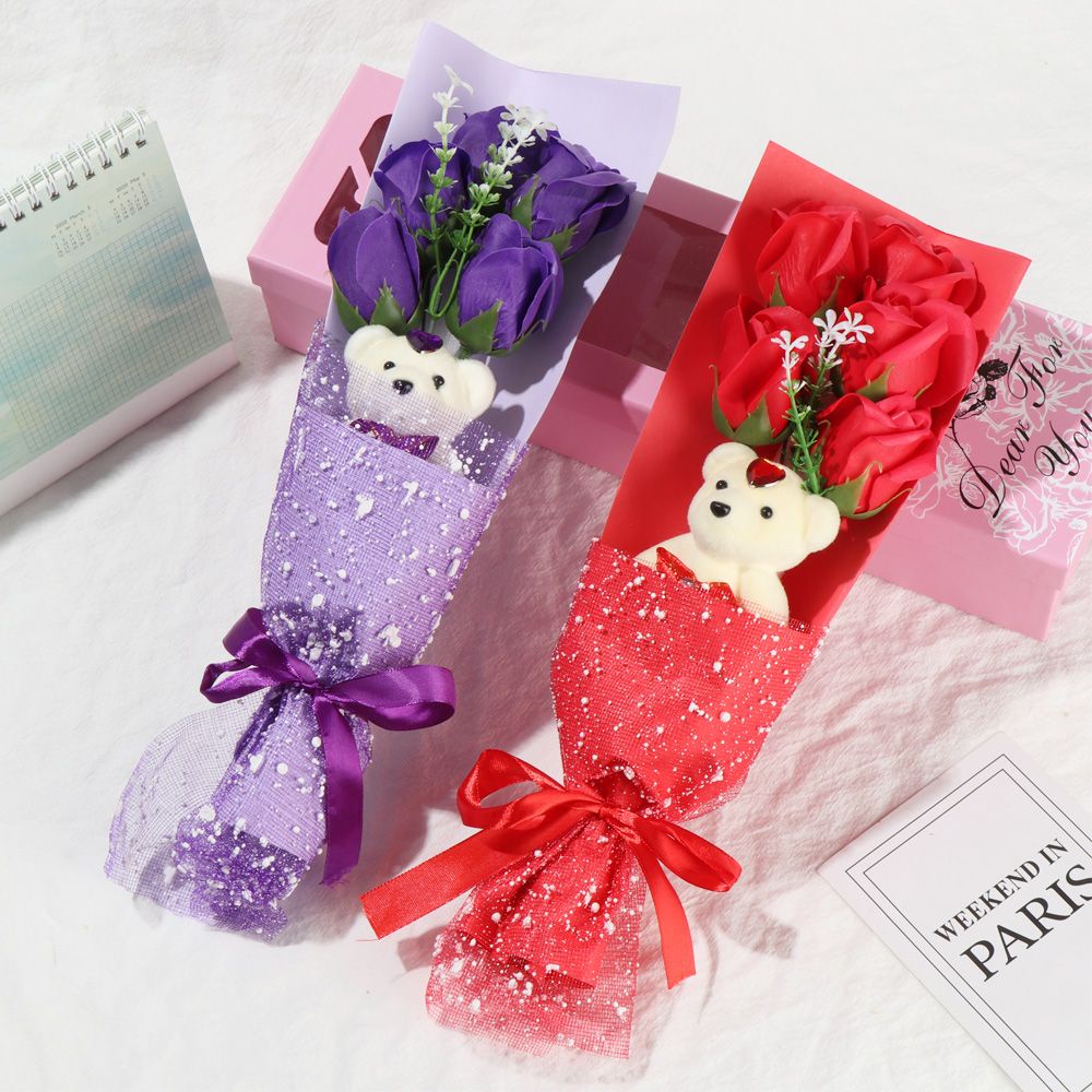 Hộp Hoa Hồng Sáp Nhân Tạo Nhiều Màu Sắc Dùng Trang Trí Nhà Cửa