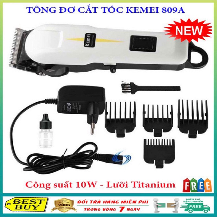 [Xịn Bao chất] Tông đơ cắt tóc gia đình không dây chuyên nghiệp Kemei 809A lưỡi titanium