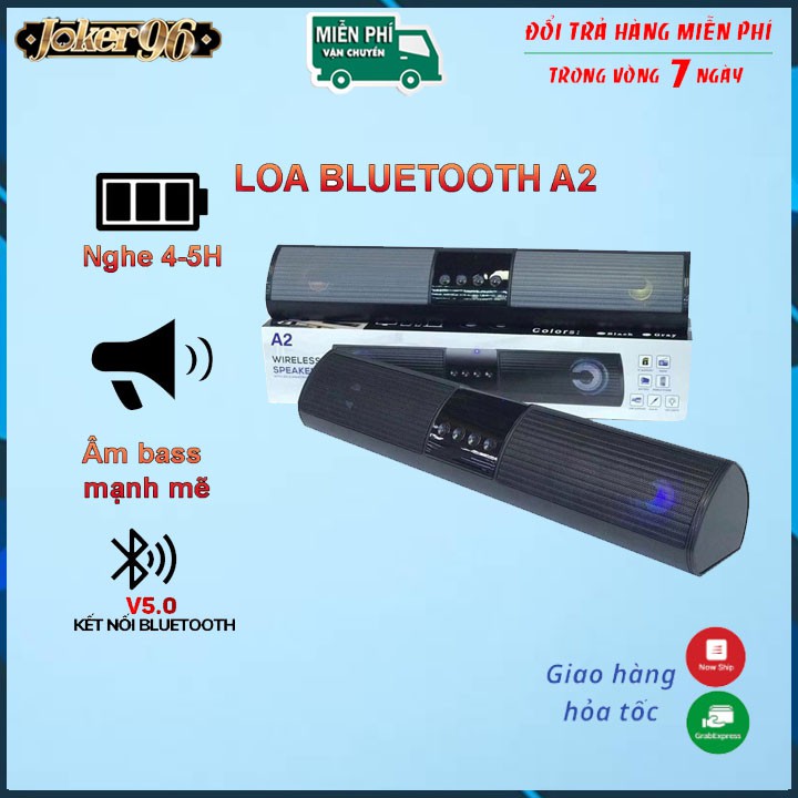 [Mẫu Mới] Loa Bluetooth Speaker A2 Dáng Dài 2 Loa Cực Đỉnh, Kểu Dáng Sang Trọng Hỗ Trợ Thẻ Nhớ, Đài FM, Sạc Usb