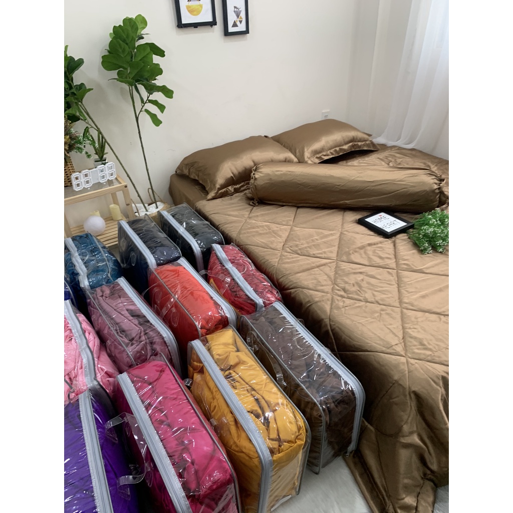 Bộ Vỏ Chăn + Gra Gối Phi Lụa Cao Cấp - Set Có Dây Kéo - Size 2mx2m và 2mx2m2