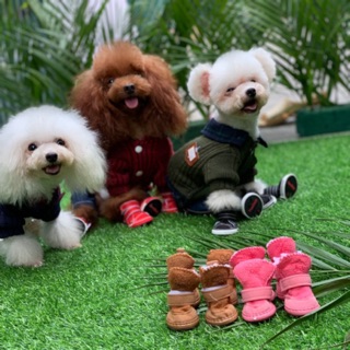 Giày Cho Chó Lót Lông Da Lộn
