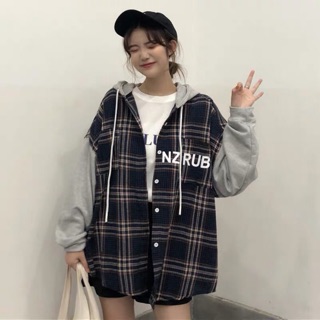Áo hoodie phối sơ mi