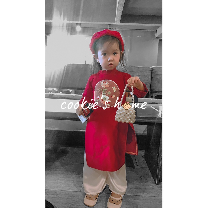 [Set 4 món]Áo dài cách tân cho bé gái  hàng thiết kế phù hợp mặc Tết, chụp ảnh studio