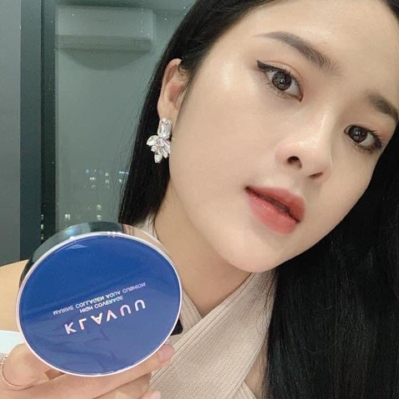 Phấn Nước Klavuu Blue Pearlsation High Coverage Marine Collagen Aqua