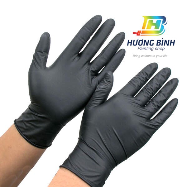 Găng tay cao su y tế sử dụng 1 lần Nitrile (size M, màu đen)