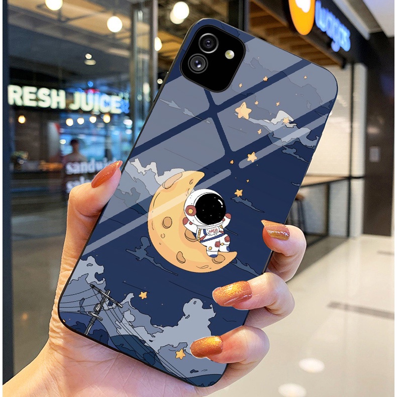 Ốp Lưng SAMSUNG GALAXY A03 Ốp kính bóng cao cấp Phi Hành Gia