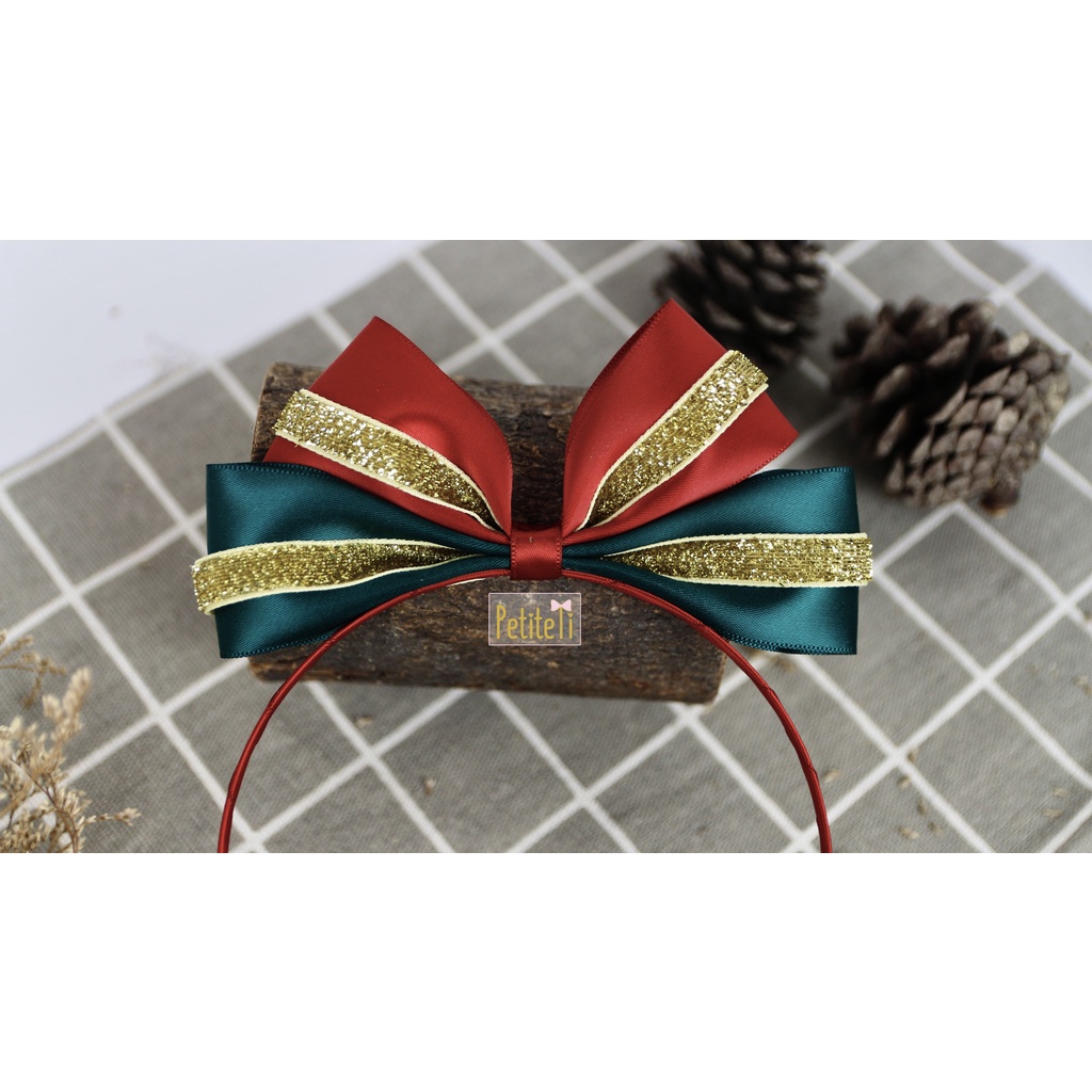 Mẫu băng đô NOEL - Ruy băng dệt sợi kim tuyến AN TOÀN CHO BÉ - Bọc nhung không ngứa - Thích hợp cho mẹ và bé từ 1 tuổi