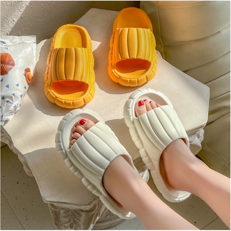 Dép bánh mì cao cấp màu trơn Pastel quai ngang thời trang nam nữ đi êm nhẹ đế cao chống trượt cho học sinh sinh viên