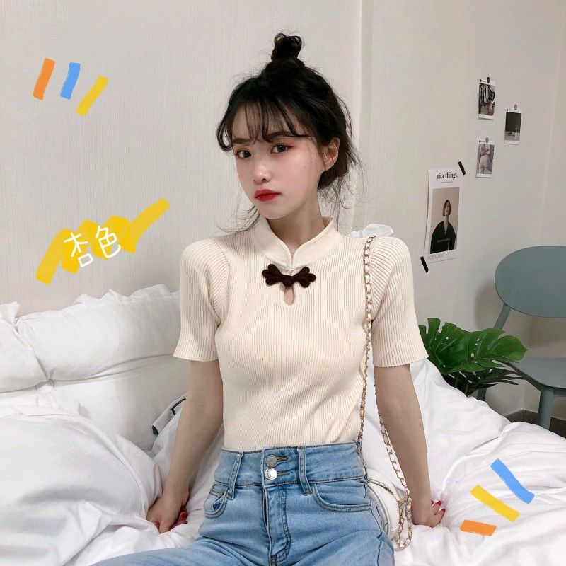 Áo nữ tay ngắn form ôm thanh lịch thời trang