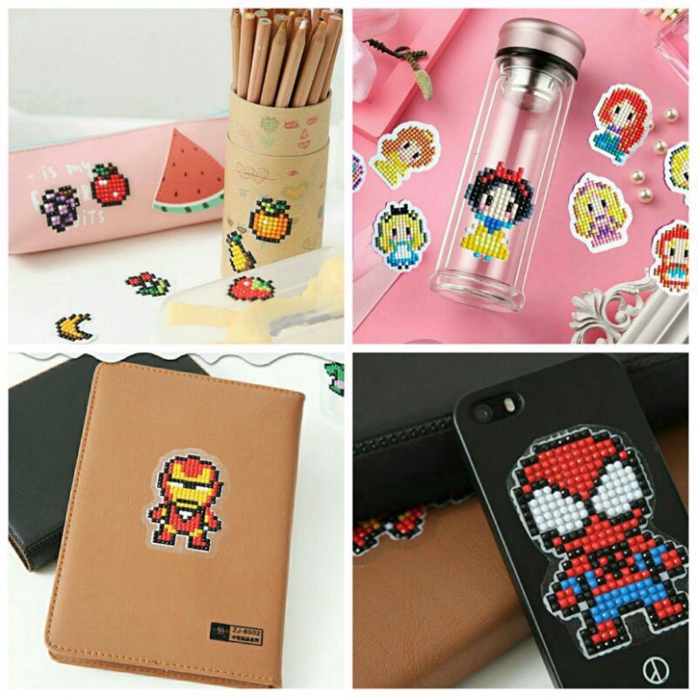 Tranh đính đá sticker cho bé, đồ chơi đính đá DIY trang trí cốc, đồ thủ công cho bé