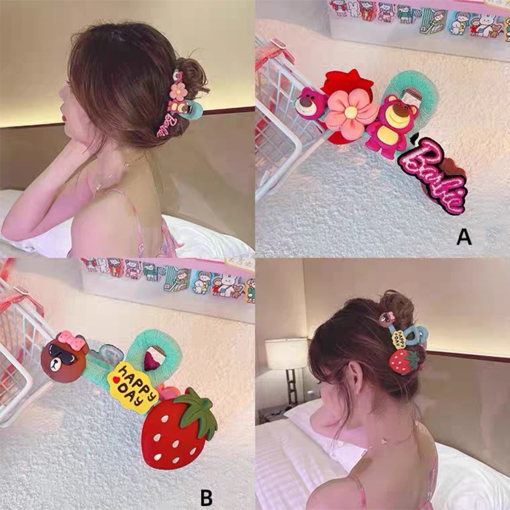 Dây Cột Tóc Cao Su Co Giãn Hình Gấu Dâu Tây Phong Cách Hàn Quốc Dễ Thương Cho Nữ