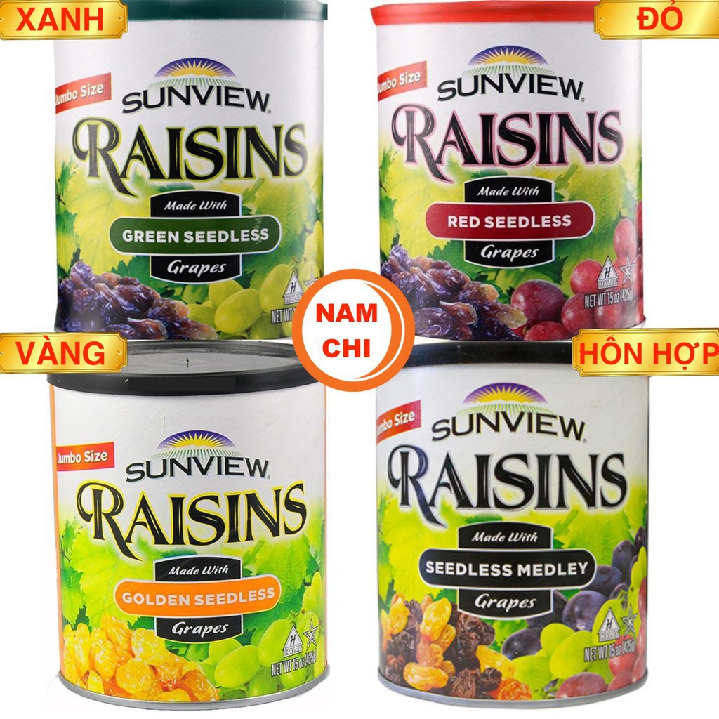 Nho Khô Mỹ Không Hạt Sunview Raisins Đỏ Nhập Khẩu Mỹ Hủ 425g - Trùm Ăn Vặt - N FOOD