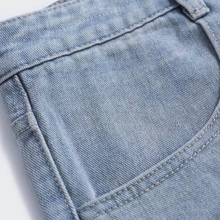 Quần jean baggy xanh nam, nữ ống rộng rách gấu, dáng suông, không phai màu-R01