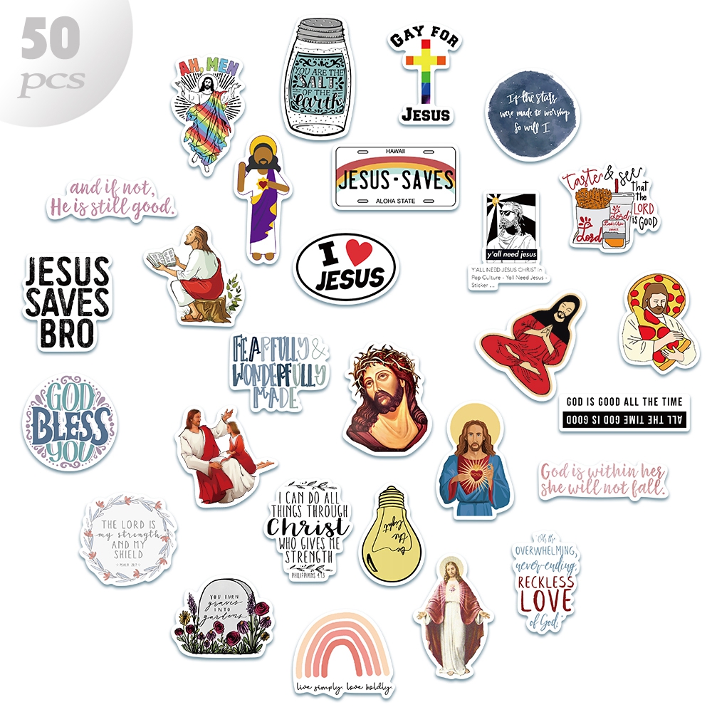 Bộ 50 Miếng Dán Trang Trí Hình Chúa Jesus