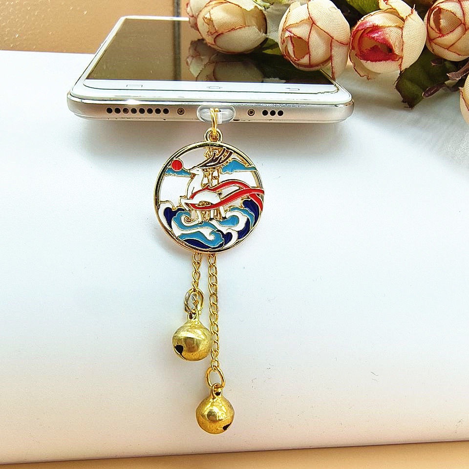 Nút Chống Bụi Cắm Cổng Sạc Điện Thoại Di Động Phong Cách Trung Hoa Hình Cá Koi / Hươu / Hươu Chống Bụi