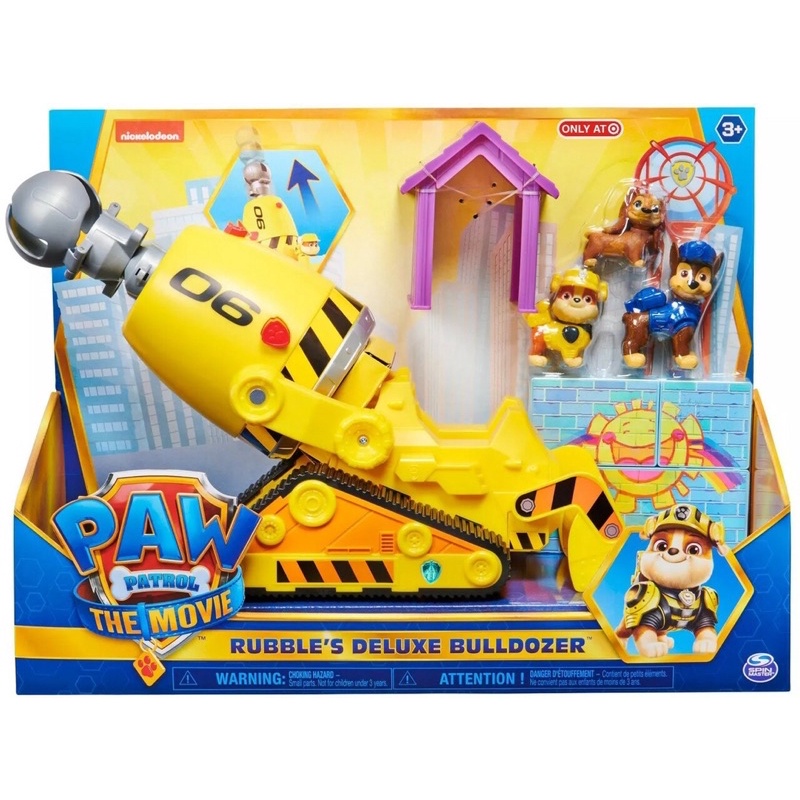 Bộ công trình Paw patrol siêu hạng Rubble Bulldozee với 3 chó cứu hộ+ 1 xe+ tường