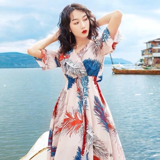 Váy đầm boho vintage hồng tím thổ cẩm